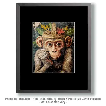 Monkey #4 - Rattanakosin Style Wall Art Prints – 8″x10″ Artwork for 11″x14″ Frame
