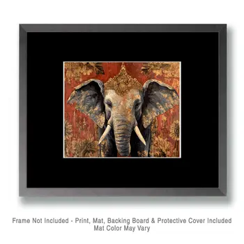 Elephant #1 - Rattanakosin Style Wall Art Prints – 8″x10″ Artwork for 11″x14″ Frame