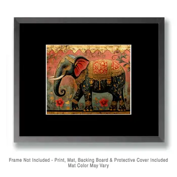 Elephant #2 - Rattanakosin Style Wall Art Prints – 8″x10″ Artwork for 11″x14″ Frame