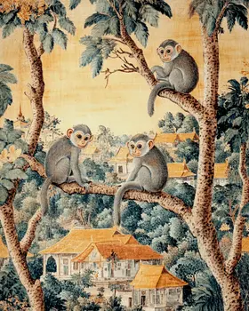 Monkeys #6 - Rattanakosin Style Wall Art Prints – 8″x10″ Artwork for 11″x14″ Frame