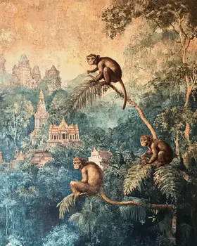 Monkeys #7 - Rattanakosin Style Wall Art Prints – 8″x10″ Artwork for 11″x14″ Frame