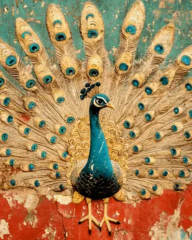 Peackock #5 - Rattanakosin Style Wall Art Prints – 8″x10″ Artwork for 11″x14″ Frame