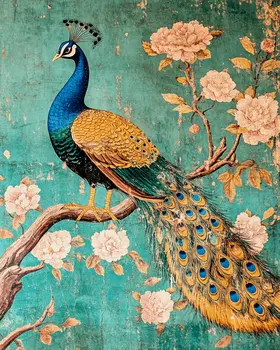 Peackock #7 - Rattanakosin Style Wall Art Prints – 8″x10″ Artwork for 11″x14″ Frame