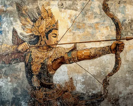 Warrior #1 - Rattanakosin Style Wall Art Prints – 8″x10″ Artwork for 11″x14″ Frame