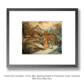 Tiger #2 - Rattanakosin Style Wall Art Prints – 8″x10″ Artwork for 11″x14″ Frame