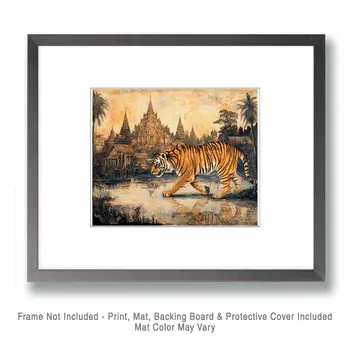 Tiger #1 - Rattanakosin Style Wall Art Prints – 8″x10″ Artwork for 11″x14″ Frame