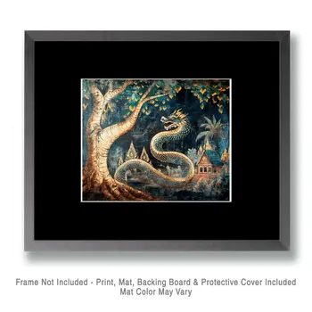 Dragon #1 - Rattanakosin Style Wall Art Prints – 8″x10″ Artwork for 11″x14″ Frame