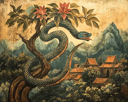 Snake #1 - Rattanakosin Style Wall Art Prints – 8″x10″ Artwork for 11″x14″ Frame