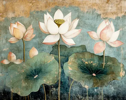 The White Lotus - Rattanakosin Style Wall Art Prints – 8″x10″ Artwork for 11″x14″ Frame