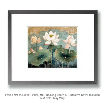 The White Lotus - Rattanakosin Style Wall Art Prints – 8″x10″ Artwork for 11″x14″ Frame