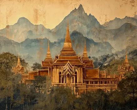 Temple #1 - Rattanakosin Style Wall Art Prints – 8″x10″ Artwork for 11″x14″ Frame