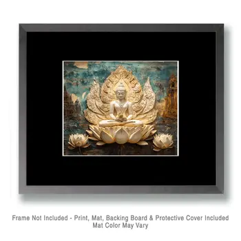 Lotus Buddah - Rattanakosin Style Wall Art Prints – 8″x10″ Artwork for 11″x14″ Frame