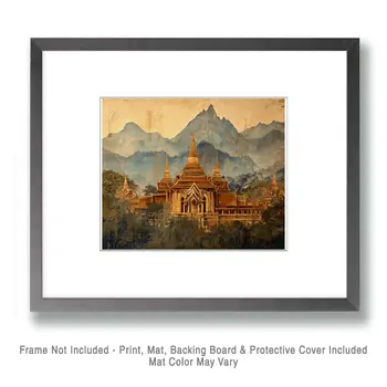 Temple #1 - Rattanakosin Style Wall Art Prints – 8″x10″ Artwork for 11″x14″ Frame