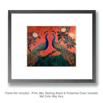 Peackocks #2 - Rattanakosin Style Wall Art Prints – 8″x10″ Artwork for 11″x14″ Frame