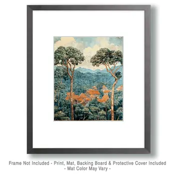 Thai Landscape #1 - Rattanakosin Style Wall Art Prints – 8″x10″ Artwork for 11″x14″ Frame