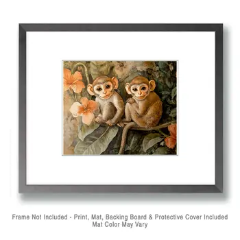 Monkeys #1 - Rattanakosin Style Wall Art Prints – 8″x10″ Artwork for 11″x14″ Frame