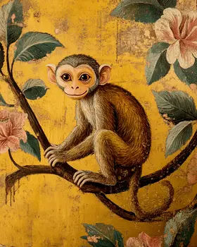 Monkey #2 - Rattanakosin Style Wall Art Prints – 8″x10″ Artwork for 11″x14″ Frame