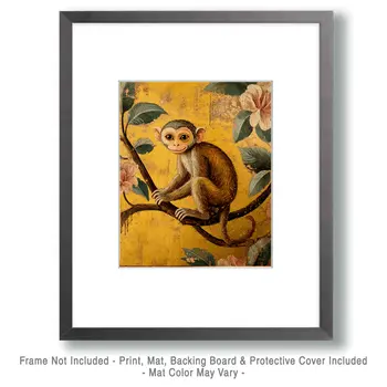 Monkey #2 - Rattanakosin Style Wall Art Prints – 8″x10″ Artwork for 11″x14″ Frame