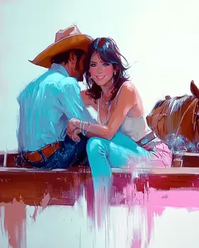 All Mine – Western Romance 8″x10″ Artwork in 11″x14″ Cowboy and Cowgirl Country Love