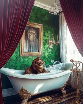 Bigfoot, Fish Out of Water  - Bigfoot Prints – 8″x10″ Artwork in 14″x11″ Mat