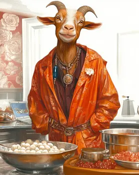 Billy Goat Baking - Gourmet Animal Wall Art Prints – 8″x10″ Artwork for 11″x14″ Frame