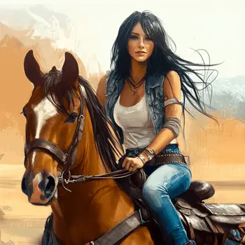 Cowgirl Country Star - Cowgirl Western Art Prints  8"x8" Artwork for 12"x12"  Frame
