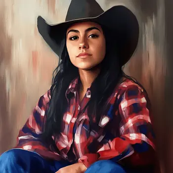 Cowgirl Dominga - Cowgirl Western Art Prints  8"x8" Artwork for 12"x12"  Frame
