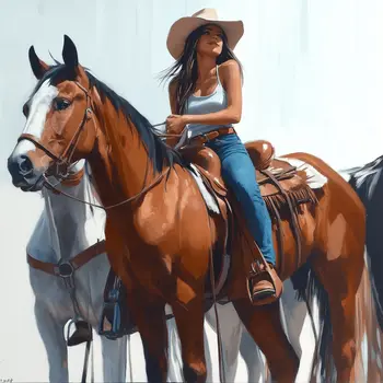Cowgirl Happy Life - Cowgirl Western Art Prints  8"x8" Artwork for 12"x12" Frame