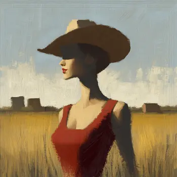 Cowgirl Impression - Cowgirl Western Art Prints  8"x 8" Artwork for 12"x12" Frame