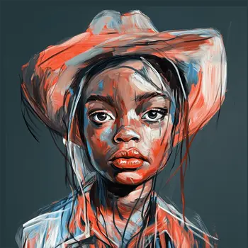 Cowgirl Just Beginning- Cowgirl Western Art Prints 8"x8" Artwork for 12"x12" Frame