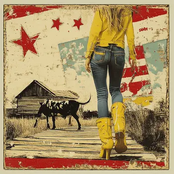 Cowgirl Pop Art - Cowgirl Western Art Prints 8"x8" Artwork for 12"x12" Frame