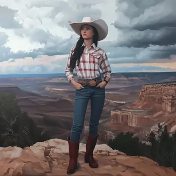 Cowgirl Storm's Brewing - Cowgirl Western Art Prints 8"x8" Artwork for 12"x12" Frame