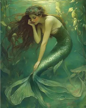 Emerald Mermaid 8″x10″ Artwork in 11″x14″ Mat