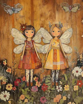 BFF's Best Fairies Forever - Fairy Folk Art Prints – 8″x10″ Artwork in 11″x14″ Mat