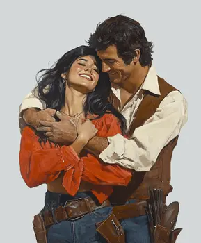 Horsin' Around – Western Romance 8″x10″ Artwork in 11″x14″ Cowboy and Cowgirl Country Love
