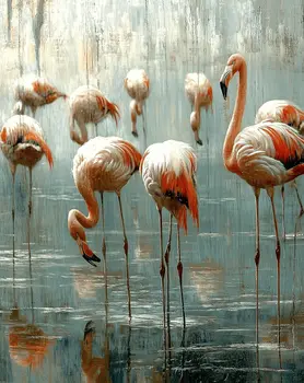 Impression of Flamingos - Wall Art Print - Souvenir Seaside Beachcore - 8"x10" Artwork - 11"x14" Mat