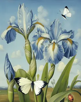 Iris Botanical Landscape  8"x10" Art Print for 11"x14" Frame Floral