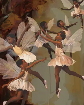 Beautiful Little Ballet Fairies - Never Grim Fairytale Prints – 8″x10″ Artwork in 10″x12″ Mat