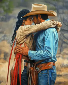 My Home  – Western Romance 8″x10″ Artwork in 11″x14″ Cowboy and Cowgirl Country Love