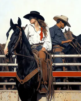 Nonchalance – Western Romance 8″x10″ Artwork in 11″x14″ Cowboy and Cowgirl Country Love