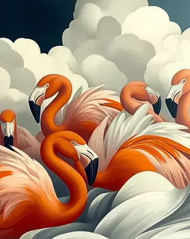 Pink Flamingo Clouds - Wall Art Print - Souvenir Seaside Beachcore - 8"x10" Artwork - 11"x14" Mat