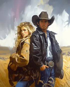 The Beginning – Western Romance 8″x10″ Artwork in 11″x14″ Cowboy and Cowgirl Country Love
