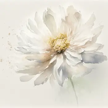 White Flower Watercolor Sketch 8"x8" Art Print for 12"x12" Frame Floral