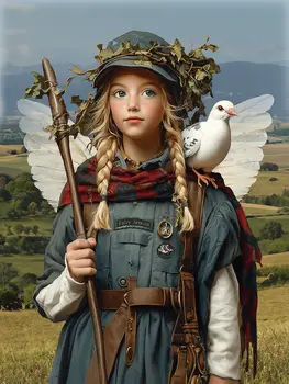 Young Freya Fairy Scout-  Fairy Art Prints – 8″x8″ Artwork in 12″x12″ Mat