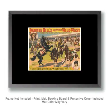 Pawnee Bill's Historic Wild West Show Poster - Authentic Western Wall Art Prints – 8″x10″ Artwork for 11″x14″ Frame