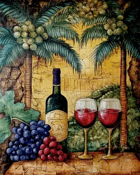70's Style Wine Bottle and Glass - Wine Wall Art Prints – 8″x10″ Artwork for 11″x14″ Frame