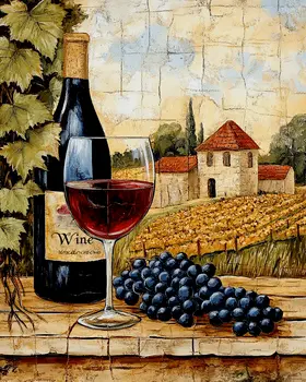 Tuscan Wine Still-Life - Wine Wall Art Prints – 8″x10″ Artwork for 11″x14″ Frame