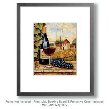 Tuscan Wine Still-Life - Wine Wall Art Prints – 8″x10″ Artwork for 11″x14″ Frame