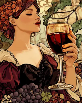 Nouveau Lady Tasting Wine - Wine Wall Art Prints – 8″x10″ Artwork for 11″x14″ Frame