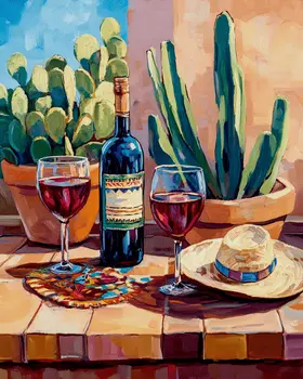 Southwest Wine Still-Life - Wine Wall Art Prints – 8″x10″ Artwork for 11″x14″ Frame